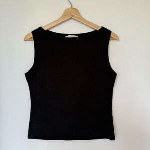 Monk & Lou Black Sleeveless Boat Neck Tank